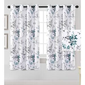 H. Versailtex Room Darkening Curtains, 2 Panels, Grey And Teal 63” Long